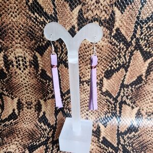 Elegant Purple Suede Leather Handmade Drop Earrings